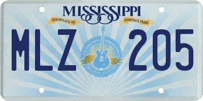 MS license plate MLZ205