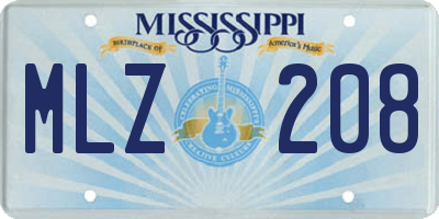 MS license plate MLZ208