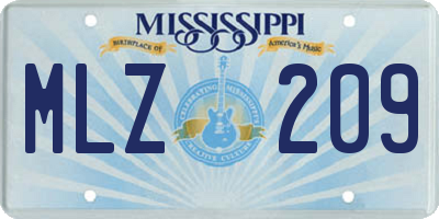 MS license plate MLZ209