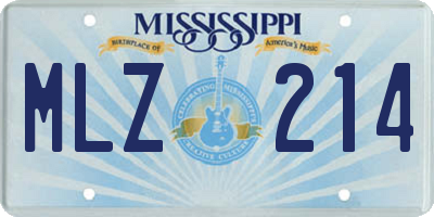 MS license plate MLZ214
