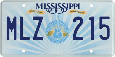 MS license plate MLZ215