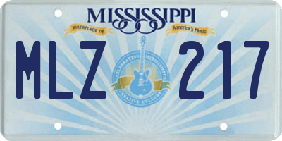 MS license plate MLZ217