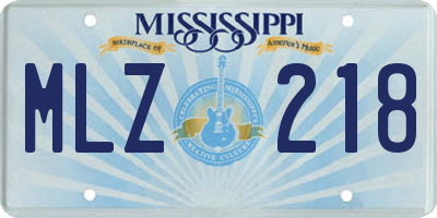 MS license plate MLZ218
