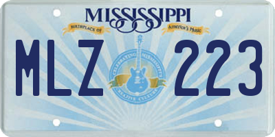MS license plate MLZ223
