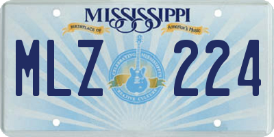 MS license plate MLZ224