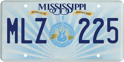 MS license plate MLZ225