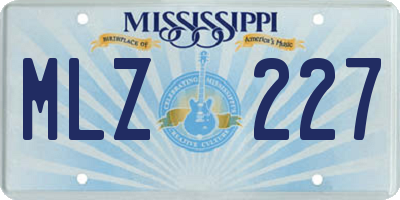 MS license plate MLZ227