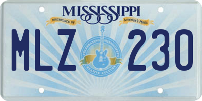 MS license plate MLZ230