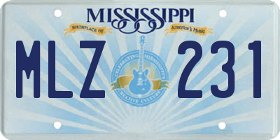 MS license plate MLZ231