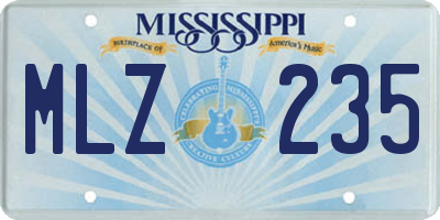 MS license plate MLZ235