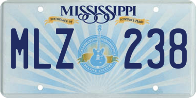 MS license plate MLZ238