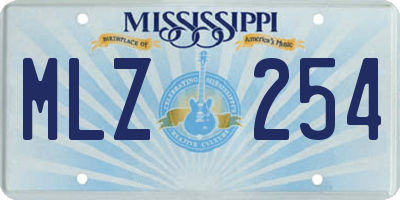 MS license plate MLZ254