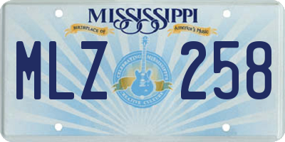 MS license plate MLZ258