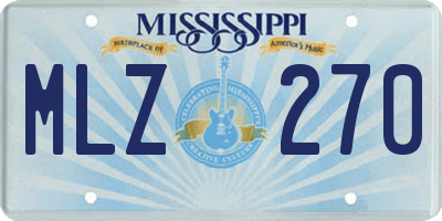 MS license plate MLZ270