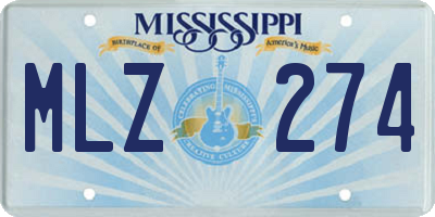MS license plate MLZ274