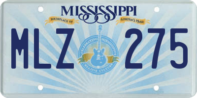 MS license plate MLZ275