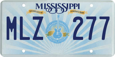MS license plate MLZ277