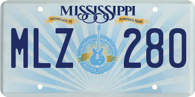 MS license plate MLZ280