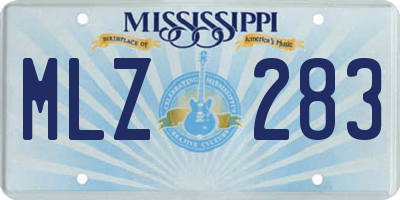 MS license plate MLZ283