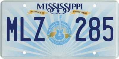 MS license plate MLZ285