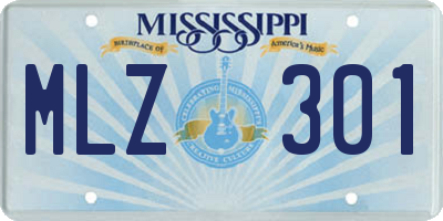 MS license plate MLZ301