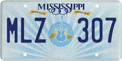MS license plate MLZ307