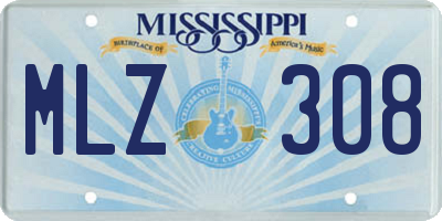 MS license plate MLZ308