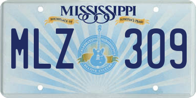 MS license plate MLZ309