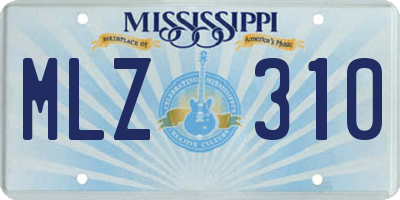 MS license plate MLZ310