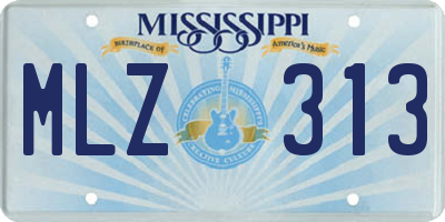 MS license plate MLZ313