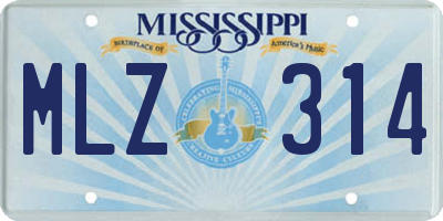 MS license plate MLZ314