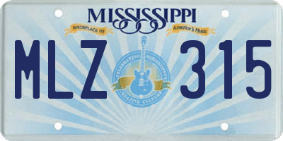 MS license plate MLZ315