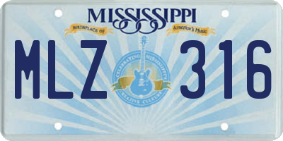 MS license plate MLZ316