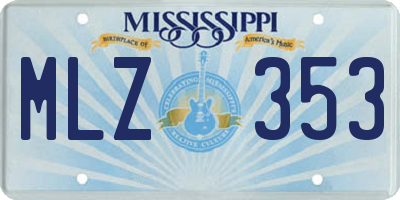 MS license plate MLZ353