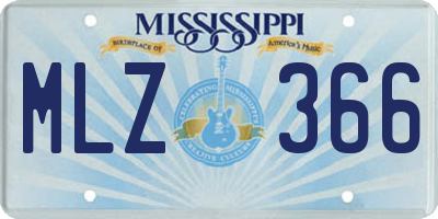 MS license plate MLZ366