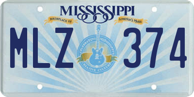 MS license plate MLZ374