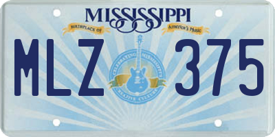 MS license plate MLZ375