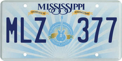 MS license plate MLZ377