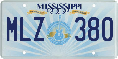 MS license plate MLZ380