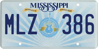 MS license plate MLZ386