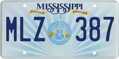 MS license plate MLZ387