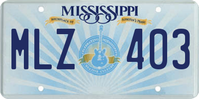 MS license plate MLZ403