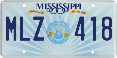 MS license plate MLZ418