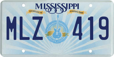 MS license plate MLZ419