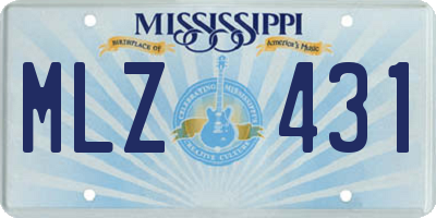 MS license plate MLZ431