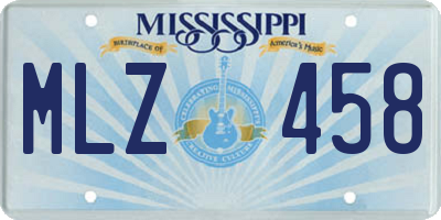 MS license plate MLZ458