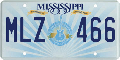 MS license plate MLZ466