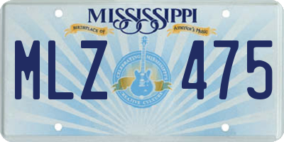 MS license plate MLZ475