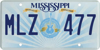 MS license plate MLZ477