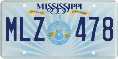MS license plate MLZ478